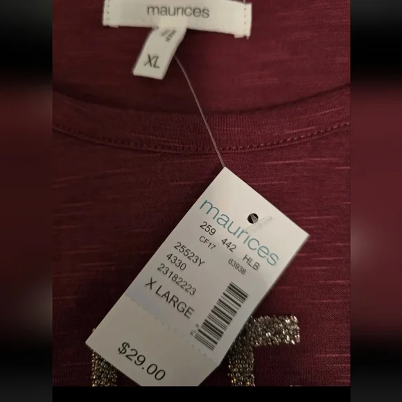 Maurices Burgundy Long Sleeve Tee - Picture 3 of 3